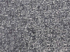 A black and white painting, mostly abstract, made up of elements that look like Arabic writing