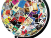 A globe covered in book covers
