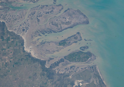 A satellite photograph of the Southern Cone in South America